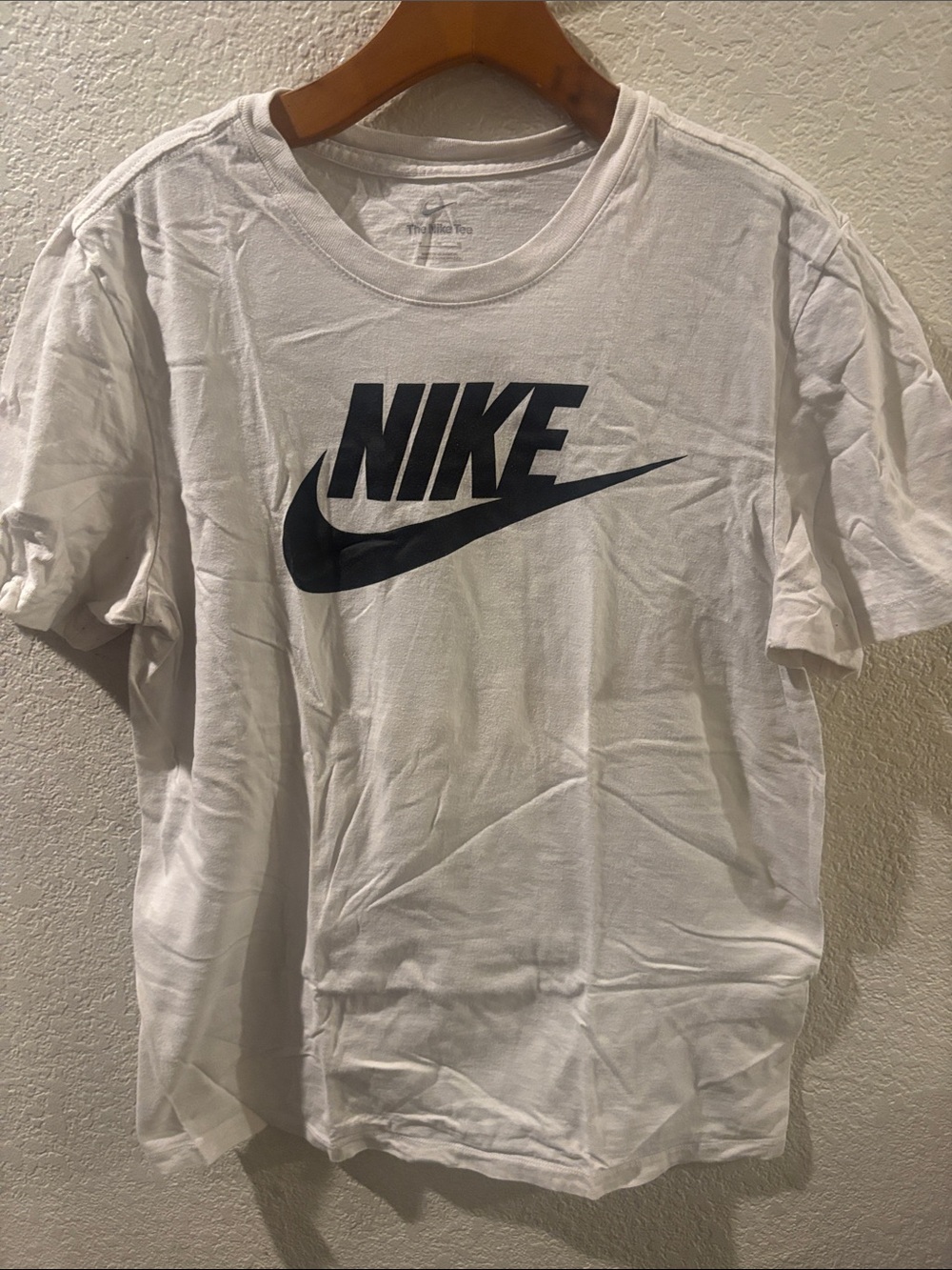 Nike White Short Sleeve Logo Tee with Black Swoosh